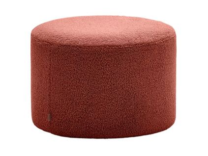 Terakotově červený bouclé taburet Kave Home Kaeli 60 cm