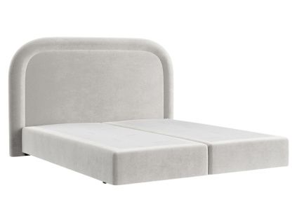 Světle béžová sametová postel boxspring HAVANA 140 x 200 cm