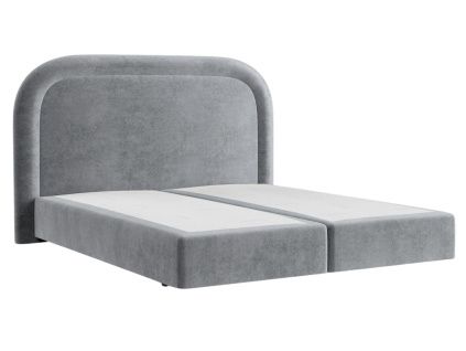 Šedá sametová postel boxspring HAVANA 180 x 200 cm