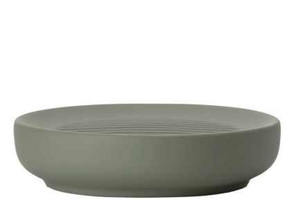 Olivově zelená porcelánová miska na mýdlo Ume