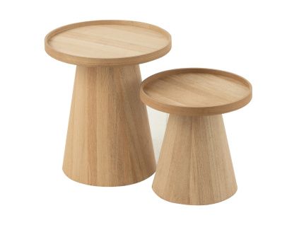 Set dvou dřevěných odkládacích stolků J-line Munk 45/38,5 cm