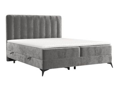 Šedá čalouněná postel boxspring AGGAZ 180 x 200 cm