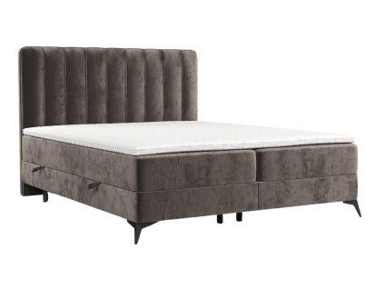 Hnědá čalouněná postel boxspring AGGAZ 140 x 200 cm