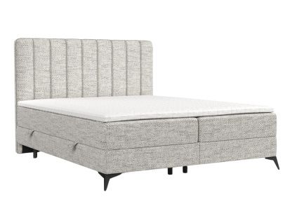 Světle béžová čalouněná postel boxspring AGGAZ 140 x 200 cm