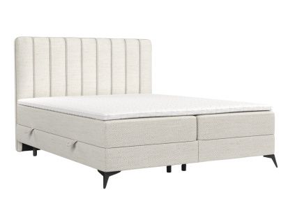Krémově bílá čalouněná postel boxspring AGGAZ 140 x 200 cm