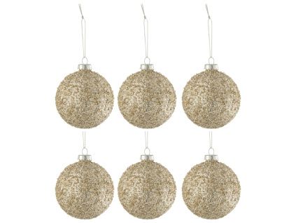 Set šesti zlatých skleněných vánočních ozdob J-line Pia 8 cm