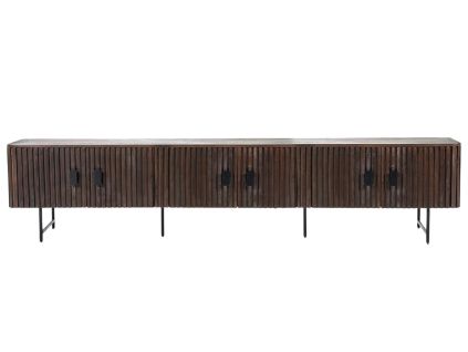 Hnědý dřevěný TV stolek Remi 250 x 45 cm