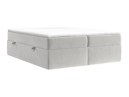 Světle béžová sametová postel boxspring ASH 180 x 200 cm