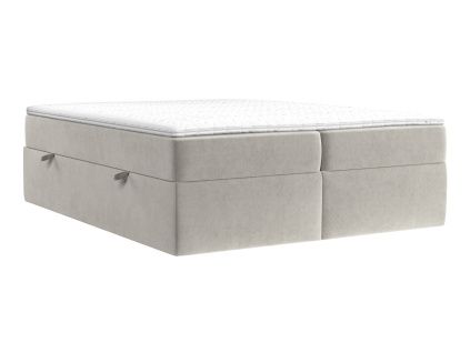 Béžová sametová postel boxspring ASH 140 x 200 cm