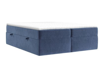 Modrá sametová postel boxspring ASH 180 x 200 cm