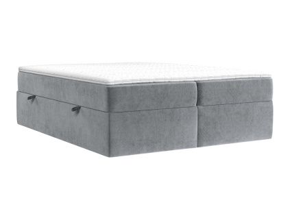 Šedá sametová postel boxspring ASH 160 x 200 cm