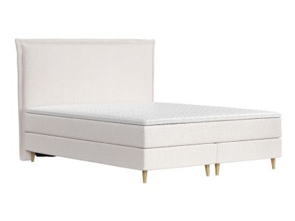 Světle béžová čalouněná postel boxspring CALMA 160 x 200 cm