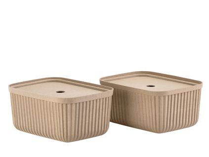Set dvou béžových papírových úložných boxů Pulp 32 x 23 cm