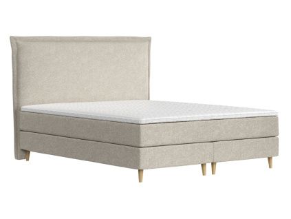 Béžová čalouněná postel boxspring CALMA 160 x 200 cm