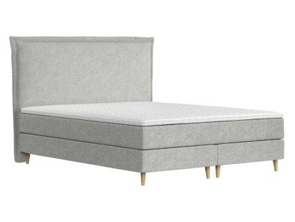 Šedá čalouněná postel boxspring CALMA 200 x 200 cm