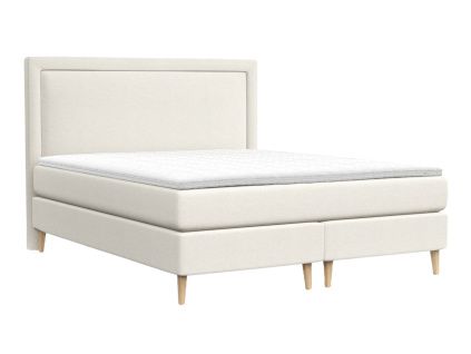 Krémově bílá čalouněná postel boxspring CAVA 200 x 200 cm