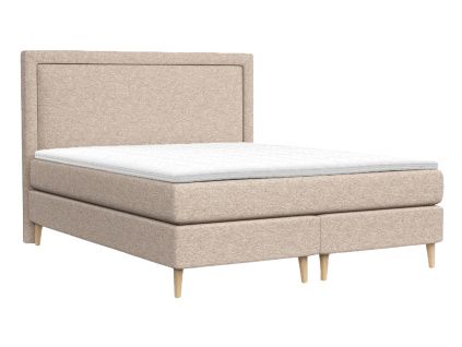 Béžová čalouněná postel boxspring CAVA 160 x 200 cm