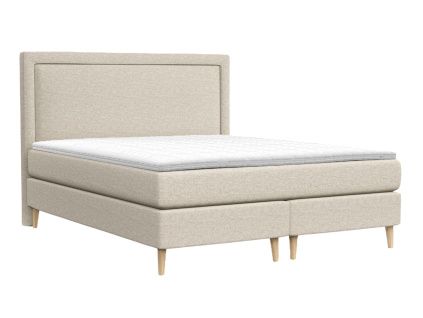 Světle béžová čalouněná postel boxspring CAVA 200 x 200 cm