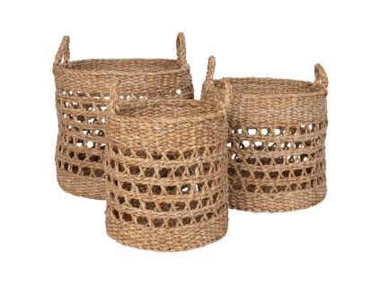 Set tří dekorativních košů Baliro 28/32/36 cm z přírodních vláken