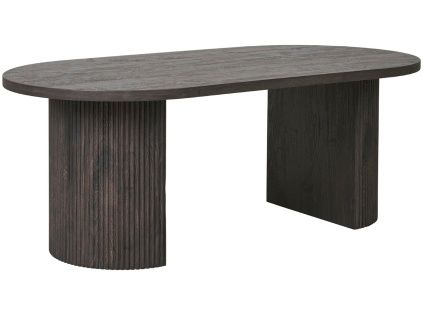 Tmavě hnědý konferenční stolek Benovia 120 x 60 cm s dřevěným dekorem