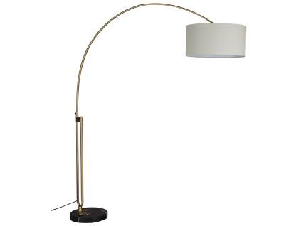 Zlatá stojací lampa DUTCHBONE ARCHIE 212 cm s mramorovým podstavcem