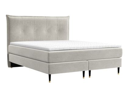 Béžová sametová postel boxspring DUNA 140 x 200 cm