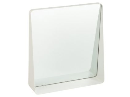 Bílé kovové závěsné zrcadlo J-line Zaya 41 x 38 cm