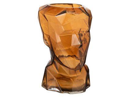 Hnědá skleněná váza J-line Cubist 30 cm