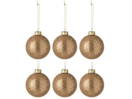 Set šesti hnědých skleněných vánočních ozdob J-line Eddy 8 cm
