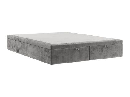 Šedá čalouněná dvoulůžková postel HICKORY 160 x 200 cm s úložným prostorem