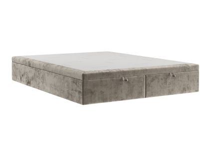 Béžová čalouněná dvoulůžková postel HICKORY 200 x 200 cm s úložným prostorem