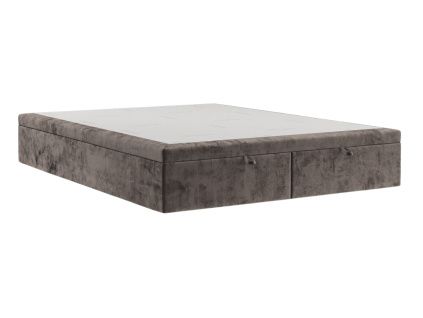 Hnědá čalouněná dvoulůžková postel HICKORY 200 x 200 cm s úložným prostorem