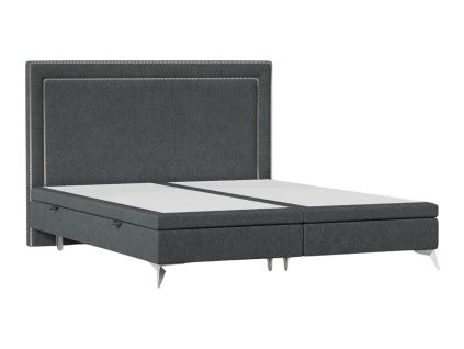 Šedá čalouněná dvoulůžková postel INCOVO 200 x 200 cm s úložným prostorem