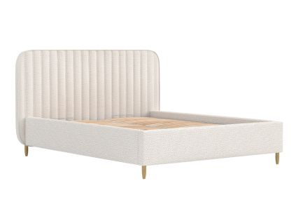 Světle béžová čalouněná dvoulůžková postel NOTO 180 x 200 cm s úložným prostorem