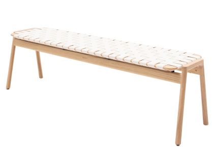 Bílá dubová lavice Klupa 160 cm s výpletem