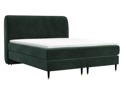 Zelená sametová postel boxspring OFFO 200 x 200 cm