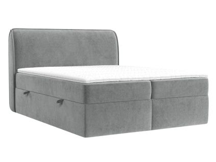 Šedá sametová postel boxspring ORGANIC 160 x 200 cm
