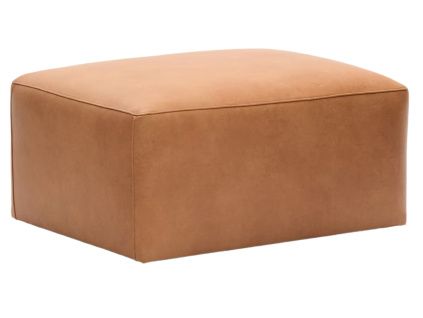 Hnědý kožený taburet Kave Home Blok 90 x 70 cm