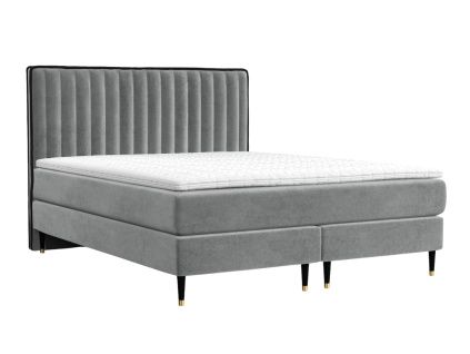 Šedá sametová postel boxspring RHODES 200 x 200 cm