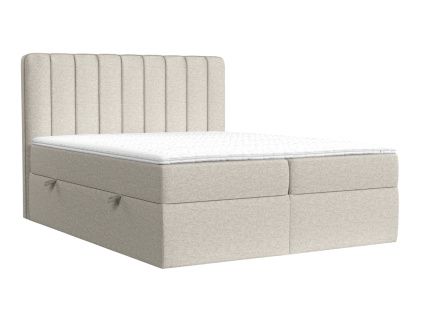 Světle béžová čalouněná postel boxspring SKYFALL 200 x 200 cm