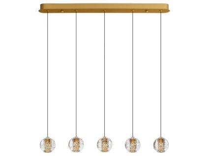 Zlaté skleněné závěsné LED světlo Nova Luce Licio 84 cm