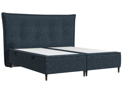 Modrá čalouněná dvoulůžková postel KOYA 200 x 200 cm s úložným prostorem