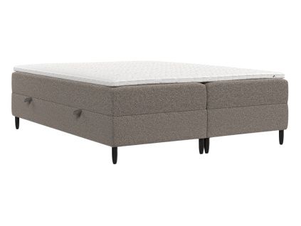 Hnědá čalouněná postel boxspring MALTE 200 x 200 cm