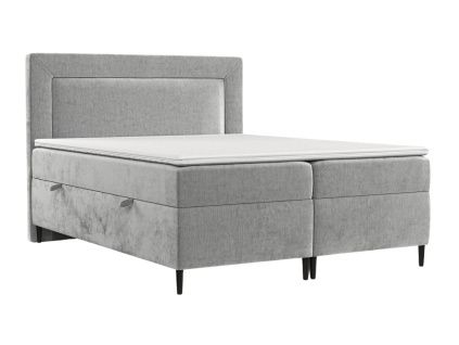 Světle šedá čalouněná postel boxspring NOBLE 160 x 200 cm