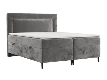 Šedá čalouněná postel boxspring NOBLE 200 x 200 cm