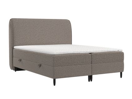 Hnědá čalouněná postel boxspring MELBA 200 x 200 cm