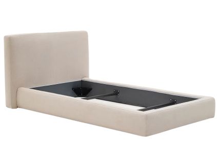 Béžová čalouněná jednolůžková postel Kave Home Blok 90 x 200 cm