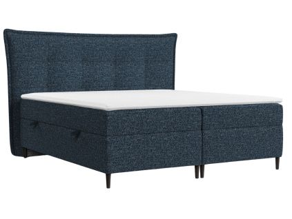 Modrá čalouněná postel boxspring SINAI 160 x 200 cm