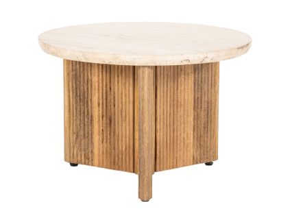Béžový kamenný odkládací stolek Sara 60 cm