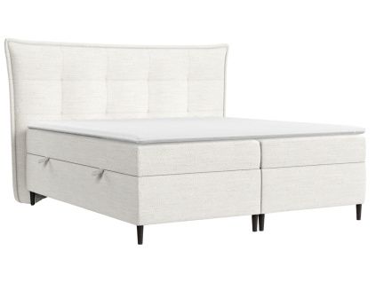 Krémově bílá čalouněná postel boxspring SINAI 180 x 200 cm